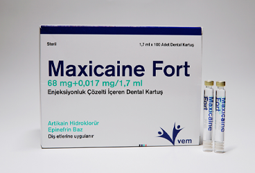 MAXICAINE FORT 68 MG+ 0.017 MG/1.7 ML ENJEKSIYONLUK COZELTI ICEREN DENTAL KARTUS(100 ADET)